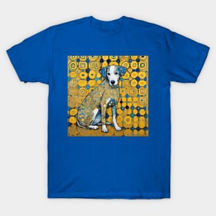 Beautiful Klimt Dog with Blue Ears T-Shirt